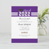 Invitation Graduation 2025 Purple Blanc Simple Grad Party (Debout devant)