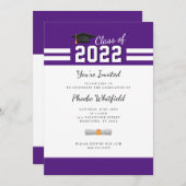 Invitation Graduation 2025 Purple Blanc Simple Grad Party (Devant / Derrière)