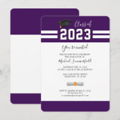 Invitation Graduation 2025 Purple White Grad Party (Devant / Derrière)