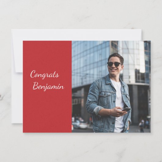 Invitation Graduation 2025 Red and White Grad Photo Party (Dos)