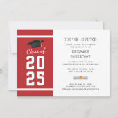 Invitation Graduation 2025 Red and White Grad Photo Party (Devant)