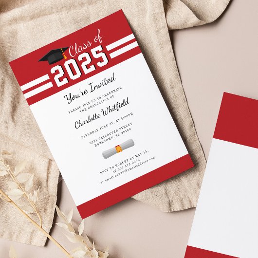 Invitation Graduation 2025 Red White Gard Party