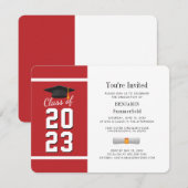 Invitation Graduation 2025 Red White Grad Party (Devant / Derrière)
