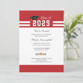 Invitation Graduation 2025 Red White Simple Grad Party (Debout devant)
