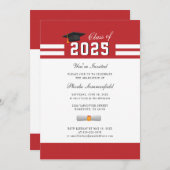 Invitation Graduation 2025 Red White Simple Grad Party (Devant / Derrière)