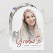 Invitation Graduation 2025 Rose Gold Script Grad Party (Devant / Derrière)