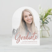 Invitation Graduation 2025 Rose Gold Script Grad Party (Debout devant)