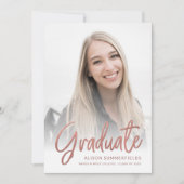 Invitation Graduation 2025 Rose photo Gold Script Grad Party (Devant)
