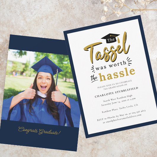 Invitation Graduation 2025 Tassel Worth Hassle Grad Party