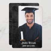 Invitation Graduation 2026 Black Leather Frame (Devant / Derrière)