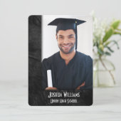 Invitation Graduation 2026 Black Leather Frame (Debout devant)