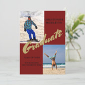 Invitation Graduation 2 Photo Homme Moderne Maron Célébration (Debout devant)