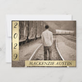 Invitation Graduation 2 Photo | Sophisticated Gold Keepsaké (Devant)