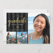 Invitation Graduation 3 photo collage noir or parties scintil (Devant)