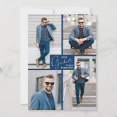 Invitation Graduation 4 Photo Collage Blue Party (Devant)