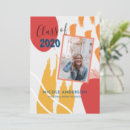 Invitation Graduation Abstraite moderne de la brosse (Debout devant)