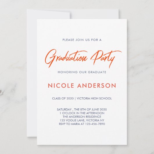 Invitation Graduation Abstraite moderne de la brosse (Dos)
