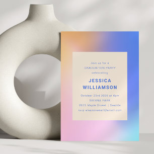 Invitation Graduation Abstraite rétrograde violet rose