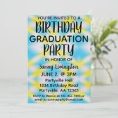 Invitation Graduation Anniversaire Une photo Blue Tie Dye Par (Debout devant)