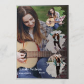 Invitation Graduation Announcement | Blue Floral Photo Design (Dos)