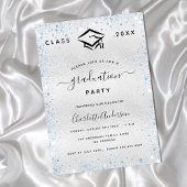Invitation Graduation argent bleu clair parties scintillant l