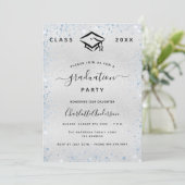 Invitation Graduation argent bleu clair parties scintillant s (Debout devant)