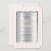 Invitation Graduation Argent Cap Graduation rayée (Devant)