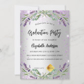 Invitation Graduation argent lavande eucalyptus floral (Devant)