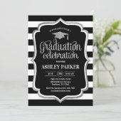 Invitation Graduation - Argent Noir Blancs (Debout devant)