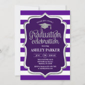 Invitation Graduation - Argent Violet Blancs (Devant)