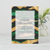 Invitation Graduation Art Déco Tropical Green et Gold Tiger (Debout devant)