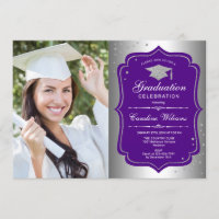 Graduation avec photo - Silver Purple