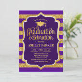 Invitation Graduation - Bandes pourpres d'or (Debout devant)