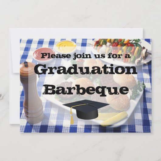 Invitation Graduation Barbecue, Burgers sur table Personnalis (Devant)