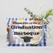 Invitation Graduation Barbecue, Burgers sur table Personnalis (Debout devant)