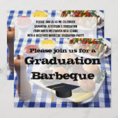 Invitation Graduation Barbecue, Burgers sur table Personnalis (Devant / Derrière)