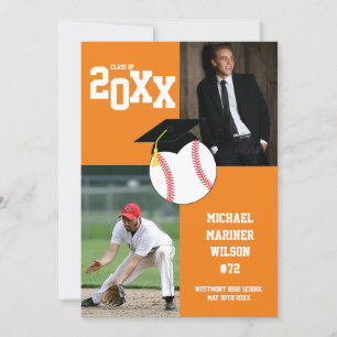 Invitation Graduation Baseball Sport Orange Photo