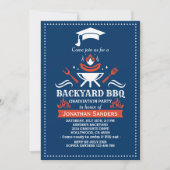 Invitation Graduation BBQ Backyard Navy Blue (Devant)