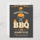 Invitation Graduation BBQ Party Rustique Pays Ouest Noir (Devant)