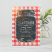 Invitation Graduation BBQ Party Vintage Chalkboard Mason Jar (Debout devant)