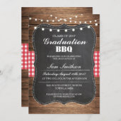 Invitation Graduation BBQ Rustic Chalk Wood Lumières Invitati (Devant / Derrière)