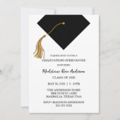 Invitation Graduation Black Cap And Tassel Photo Open House  (Devant)