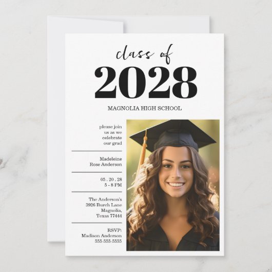 Invitation Graduation Black Cap And Tassel Photo Open House  (Devant)