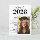 Invitation Graduation Black Cap And Tassel Photo Open House  (Debout devant)