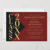 Invitation Graduation Black Red Modern Editable Color (Devant)
