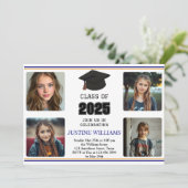 Invitation Graduation bleu et orange (Debout devant)