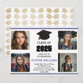 Invitation Graduation bleu et orange (Devant / Derrière)