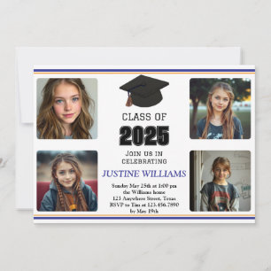 Invitation Graduation bleu et orange