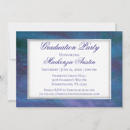 Invitation Graduation Blue-Ombre | Violet violet turquoise (Devant)