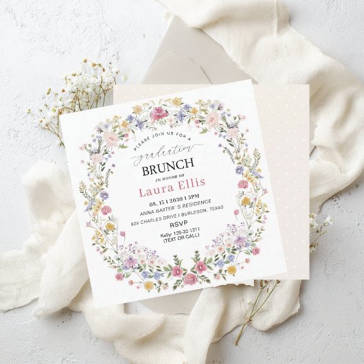 Invitation Graduation Brunch elegant modern watercolor